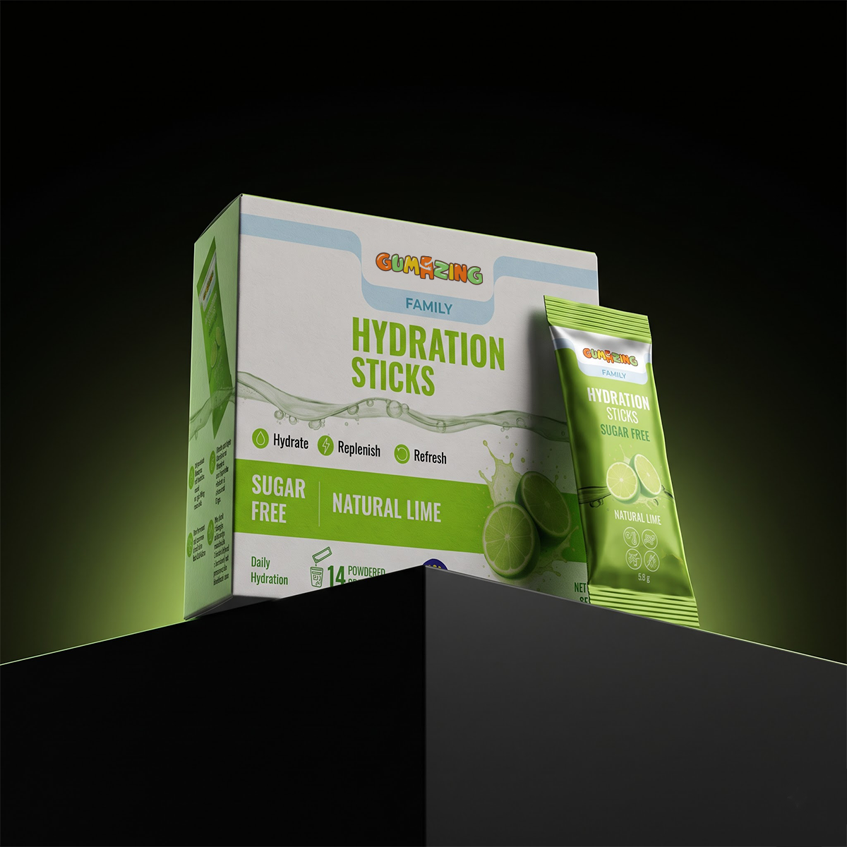 Zesty Lime | Sugar Free | 14 Sticks (2-Week Supply) | Gumazing Hydration Sachets (Copy).