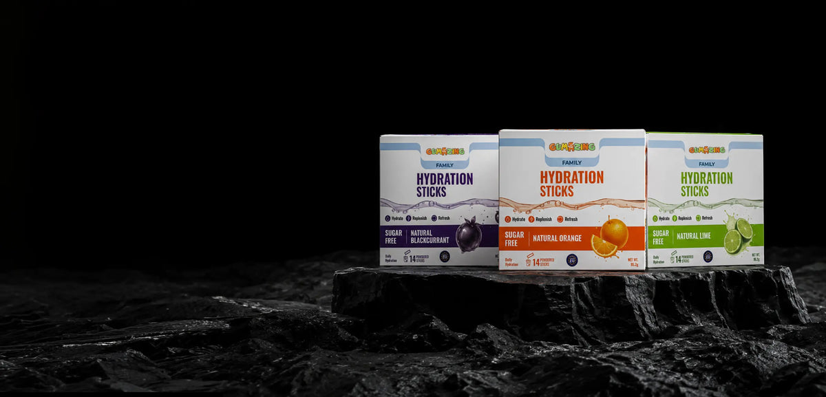 Gumazing Hydration combo with three refreshing sugar free electrolyte hydration flavours