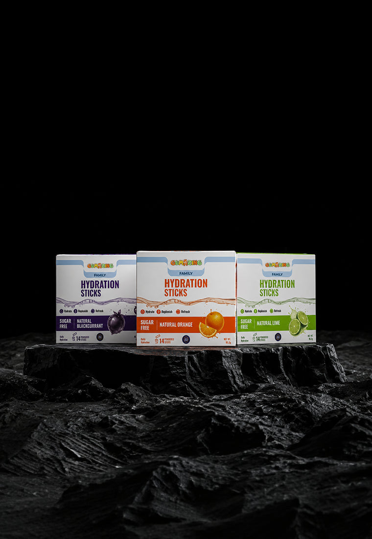 Gumazing Hydration combo with three refreshing sugar free electrolyte flavours