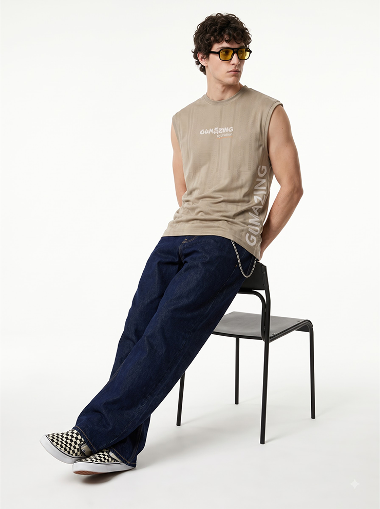Unstoppable Unisex Sleeveless T-Shirt - Beige.