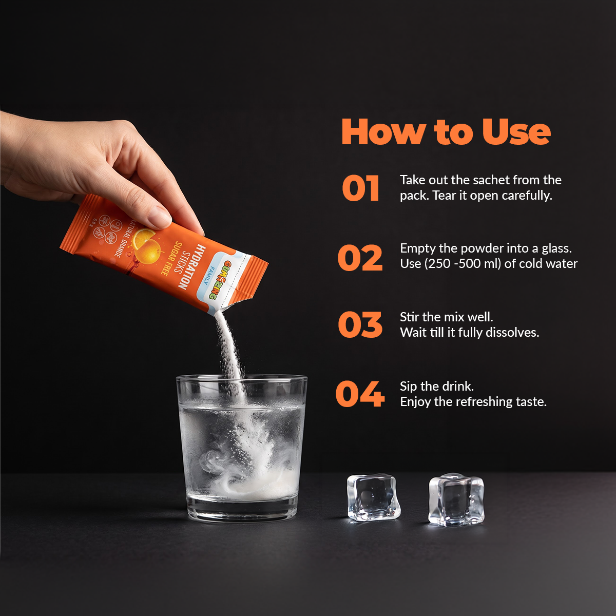 How to use Gumazing Hydration Citrus Zest electrolyte powder with cold water